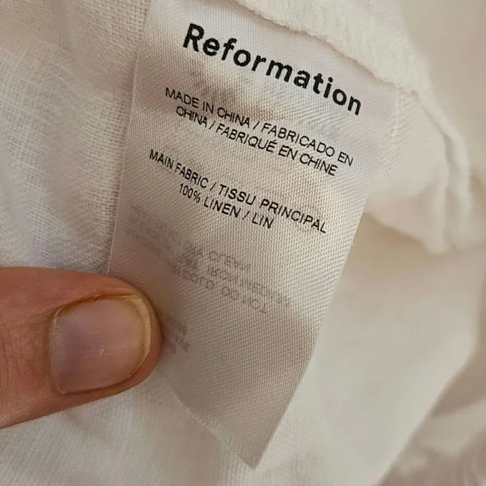 Reformation Olina Linen Pant - White